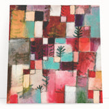 Abstract black and white composition by Paul Klee on a large stretched canvas.