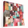 Abstract Paul Klee print on stretched canvas featuring geometric shapes in muted colors, ideal for kitchen wall art.