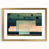 Extra large abstract art print featuring textured patterns in earth tones, framed in gold, ideal for living room decor.