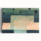 Paul Klee-inspired abstract art on stretched canvas, featuring geometric shapes in black and white.