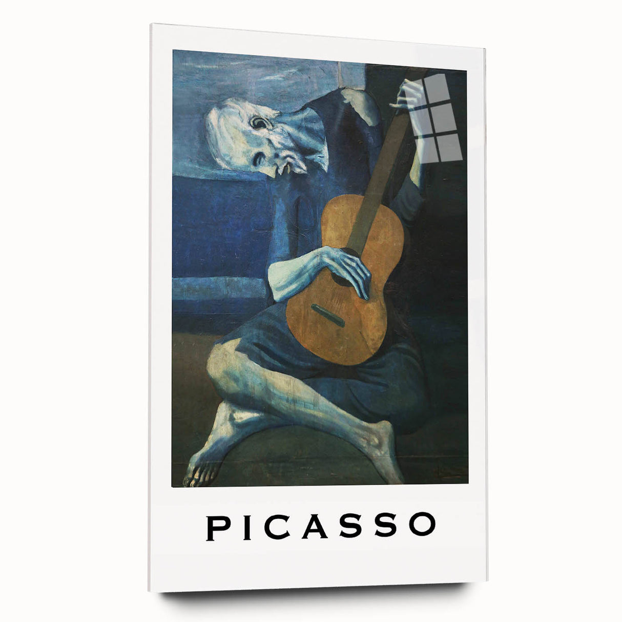 Large abstract wall art on acrylic glass depicting Picasso-inspired designs in muted earth tones.