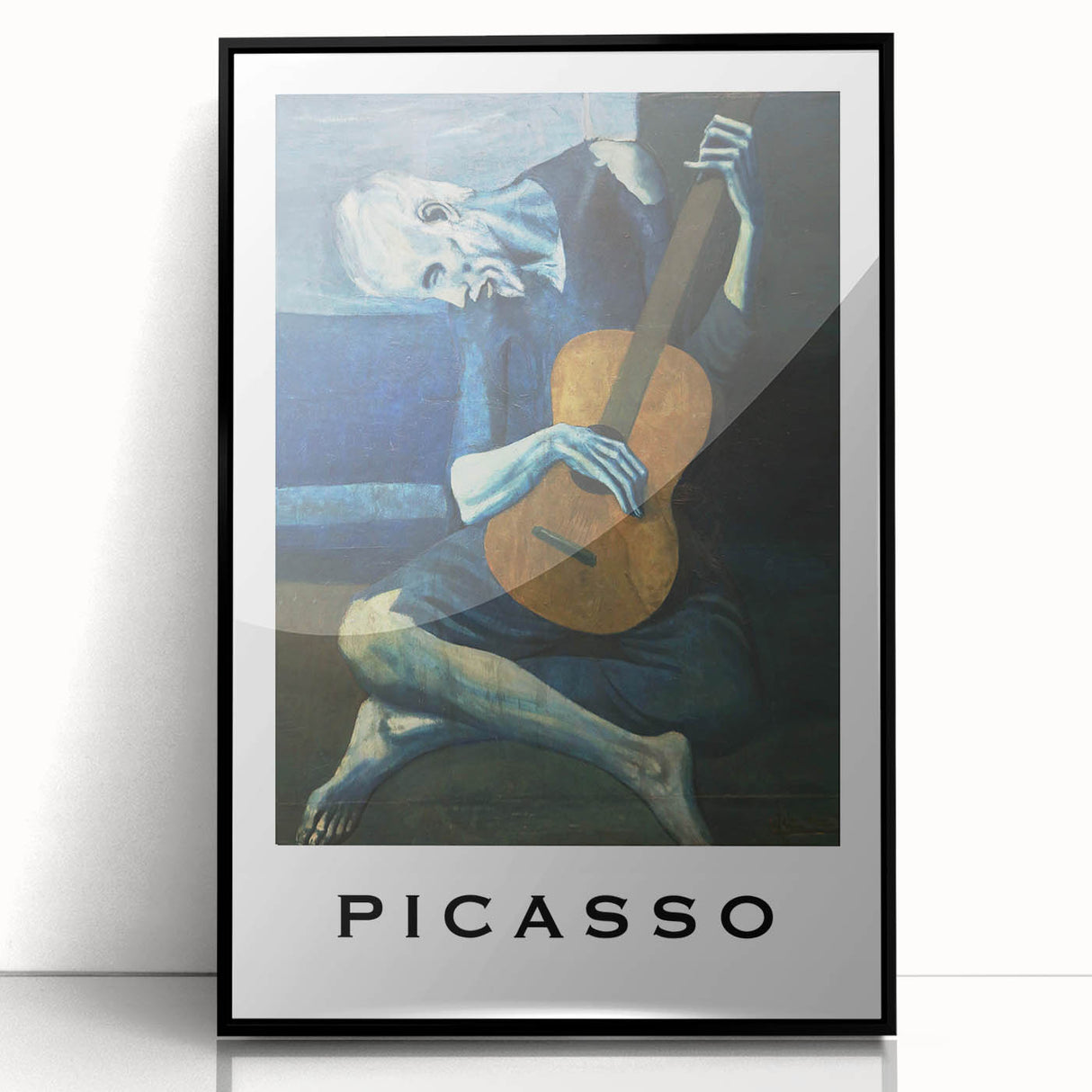 Large abstract wall art, mid-century modernist style in black and white, framed acrylic, suitable for modern art wall decor.