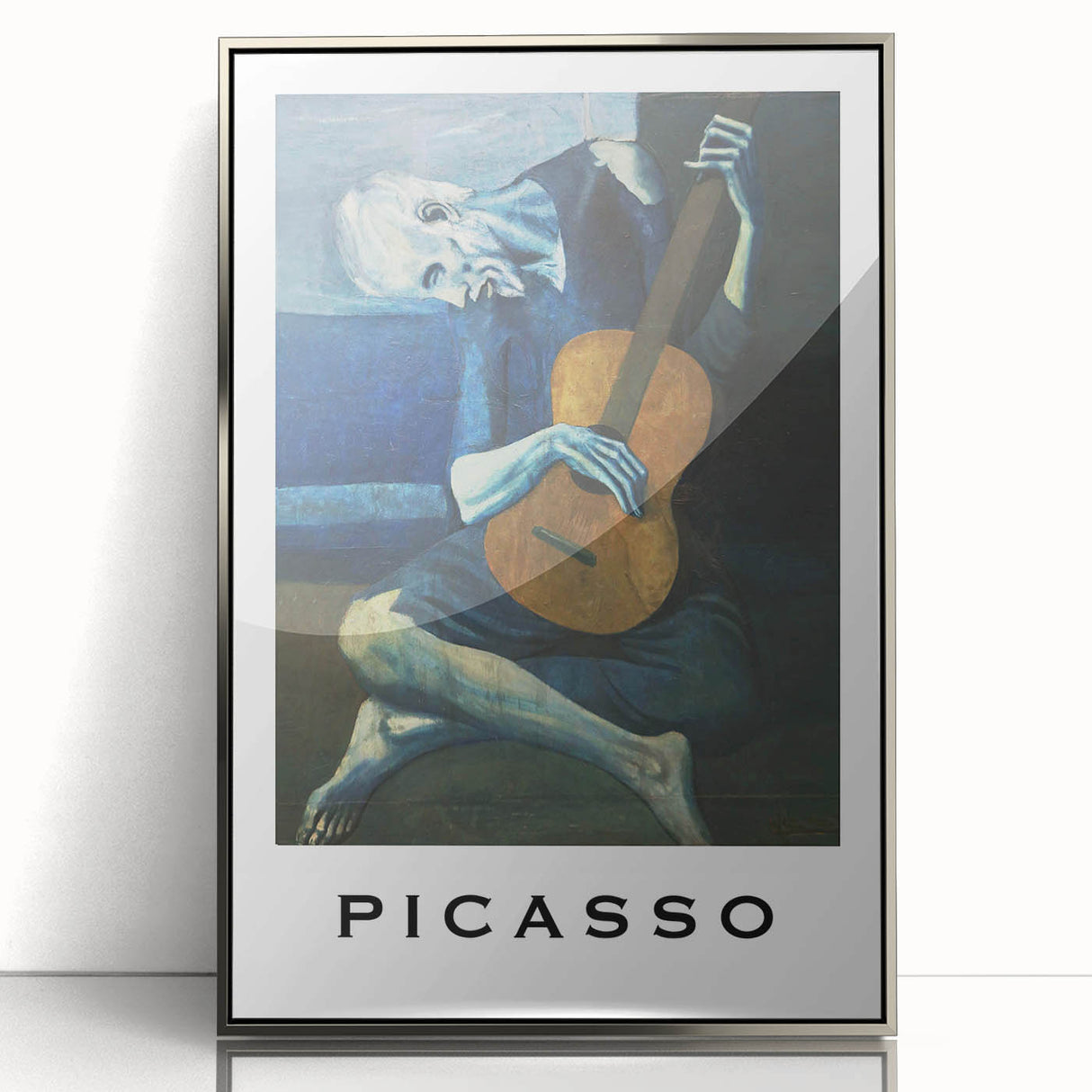 Mid-century modernist art depicting abstract forms in muted tones on a framed acrylic, suitable for nursery wall decor.