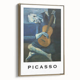 Framed canvas featuring a vintage-style landscape painting in black and gold tones, ideal for bedroom wall art.