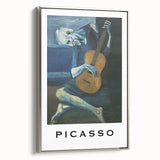 Framed canvas of a vintage Picasso landscape painting in black with colorful abstract elements.