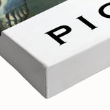 Large art depicting a black and white abstract landscape on stretched canvas, suitable for bedroom wall decor.