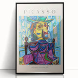 Large abstract wall art featuring Picasso-inspired shapes in black and white, framed in acrylic.