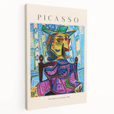 Abstract Picasso-inspired artwork in muted earth tones on a large stretched canvas, suitable for kitchen wall art.