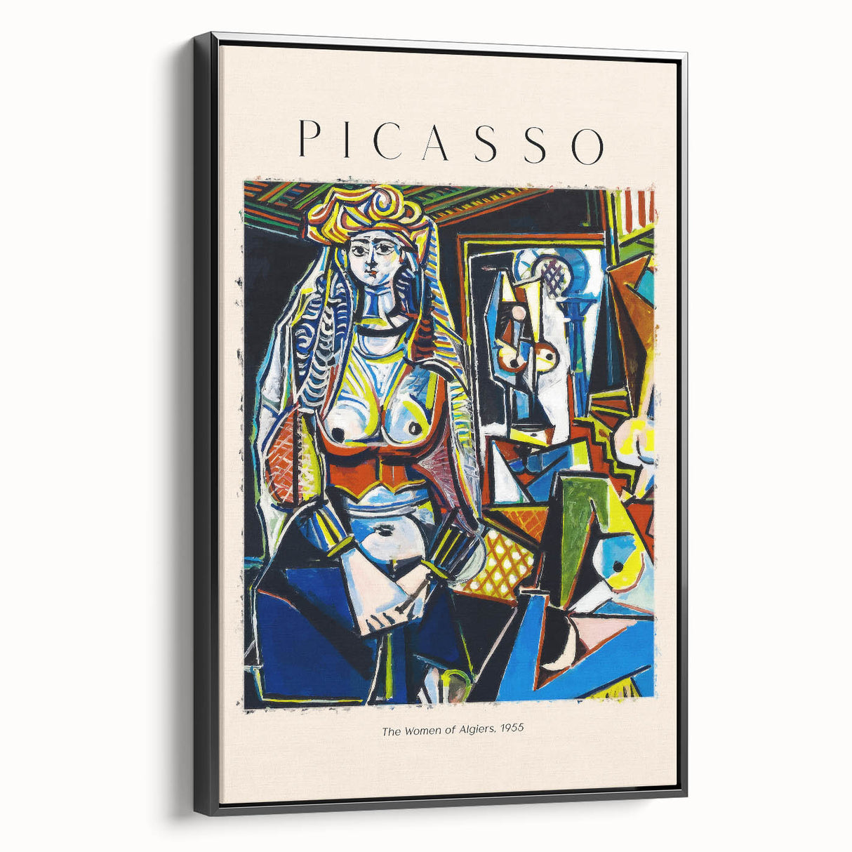 Black and white framed canvas featuring a vintage Picasso landscape, ideal for bedroom wall art.