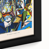 Extra large framed canvas featuring a close-up of Picasso-inspired black wall art with colorful, textured abstract design.