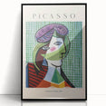 Large abstract wall art featuring Picasso-inspired shapes in black and white, framed in acrylic.