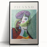 Large abstract wall art featuring Picasso-inspired shapes in black and white, framed in acrylic.