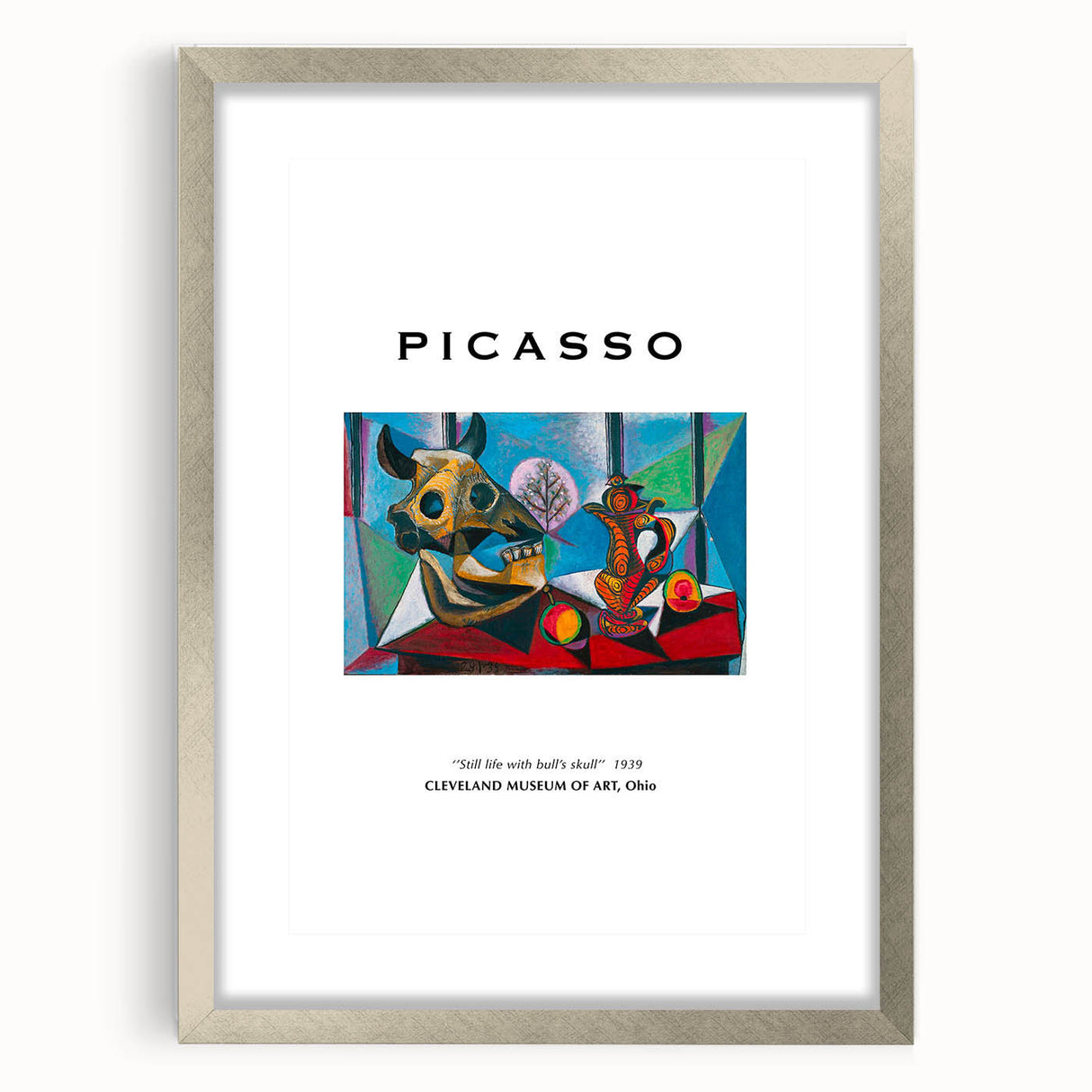 Textured abstract art print in silver frame, featuring dynamic shapes in neutral tones, ideal for bedroom wall decor.