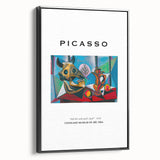 Black and white landscape painting on framed canvas, featuring vintage poster art style, suitable for bedroom decor.