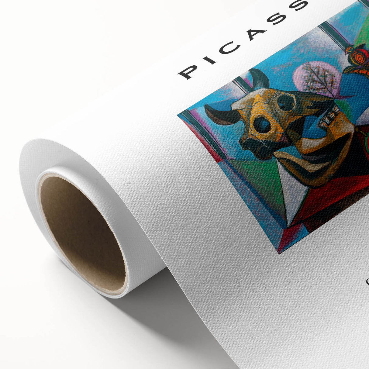 Art Deco poster featuring geometric shapes in pastel hues on rolled canvas, ideal for nursery wall art.