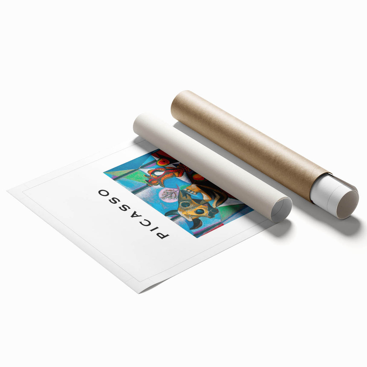 Extra large rolled print featuring abstract floral design in vibrant colors.