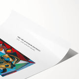 Extra large wall art featuring black line art flowers on a white background, rolled print format.