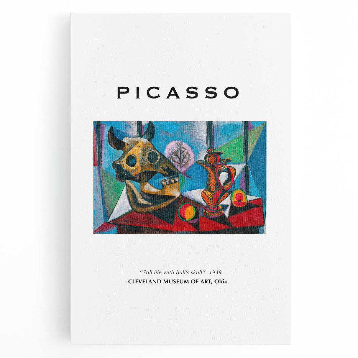 Black and white abstract Picasso design on stretched canvas, ideal for kitchen wall art.