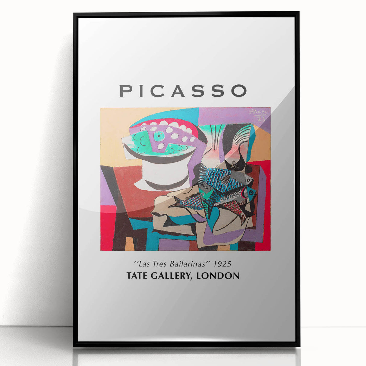 Large abstract wall art featuring a Picasso-inspired design in black and white tones on a framed acrylic.