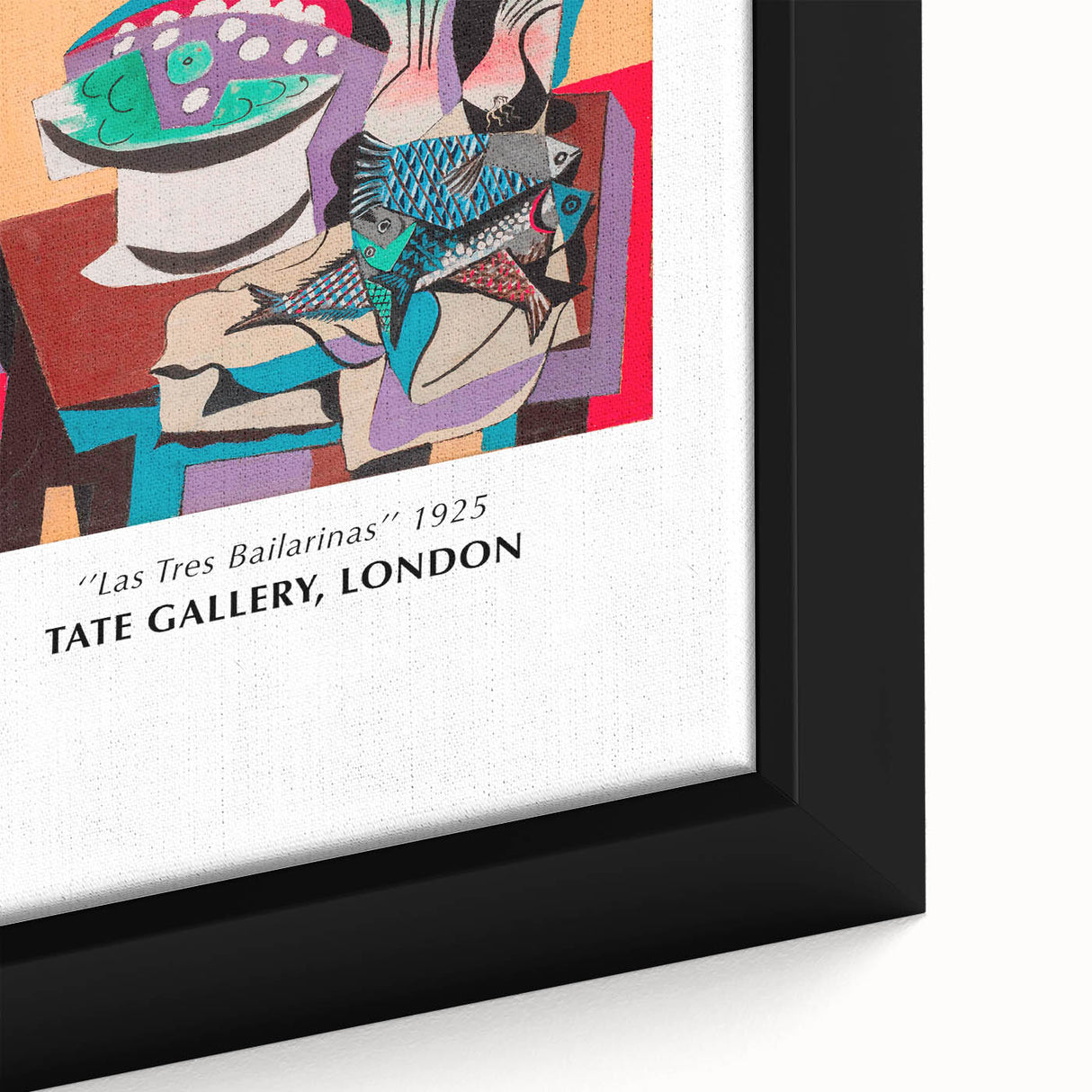 Extra large framed canvas featuring a black textured background with vibrant, colorful abstract shapes.