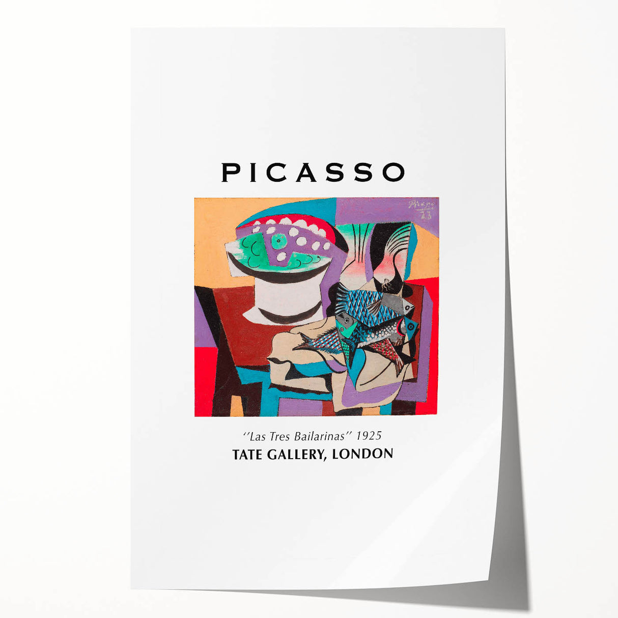 Extra large rolled print featuring a Picasso-inspired abstract floral design in vibrant colors.