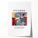 Extra large rolled print featuring a Picasso-inspired abstract floral design in vibrant colors.