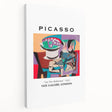 Abstract Picasso-inspired artwork on stretched canvas featuring geometric shapes in bold primary colors.