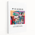 Abstract Picasso-inspired artwork on stretched canvas featuring geometric shapes in bold primary colors.