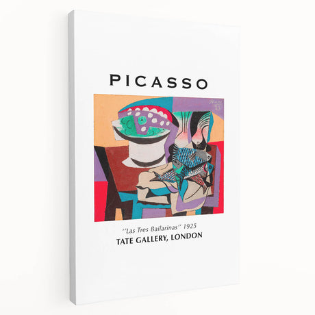Abstract Picasso-inspired artwork on stretched canvas featuring geometric shapes in bold primary colors.