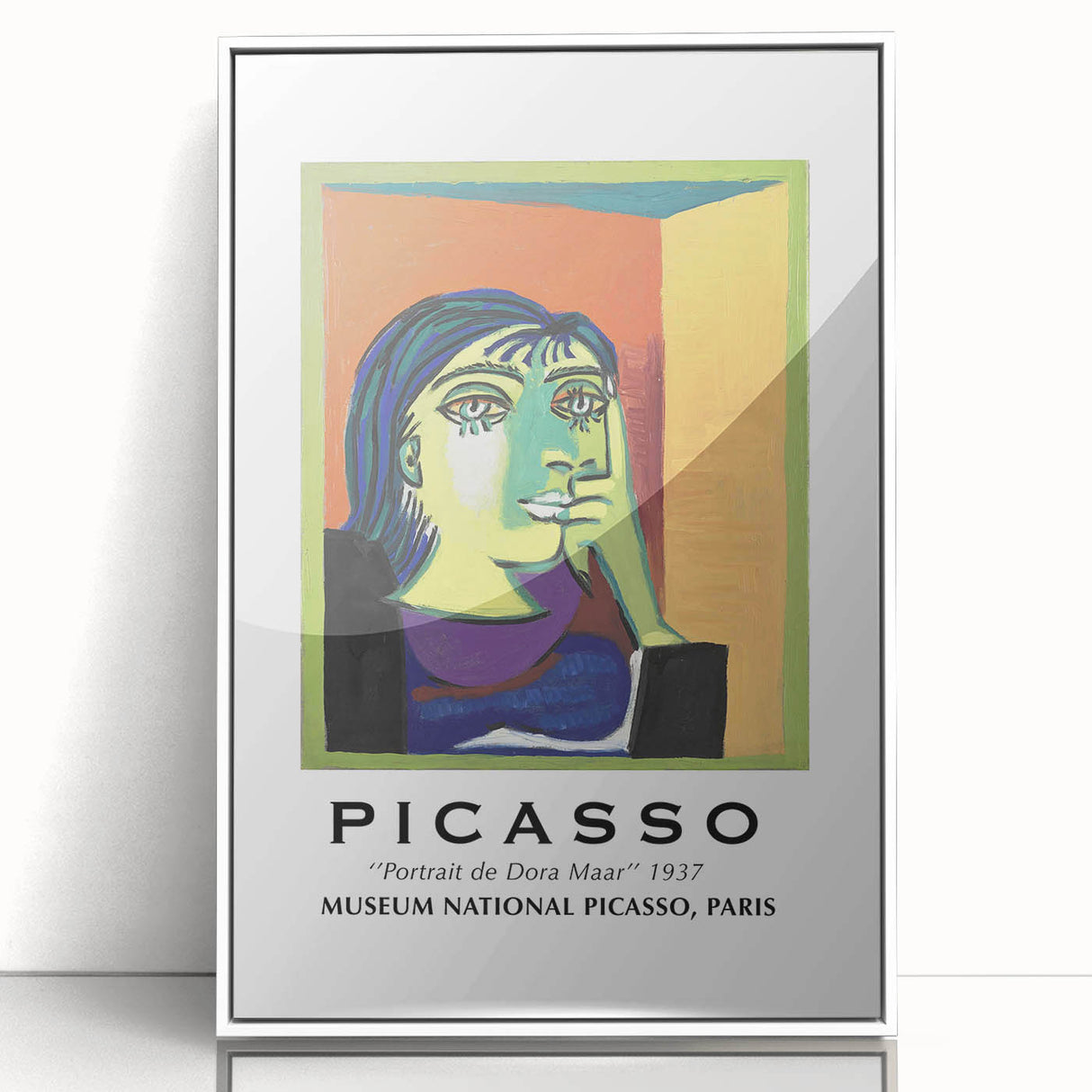 Acrylic framed modern art wall decor featuring abstract Picasso-inspired shapes in monochrome, ideal for nursery wall art.
