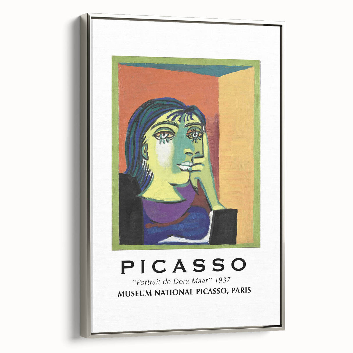 Framed canvas of a colorful abstract landscape, with vibrant hues on black, ideal for modern living room decor.