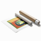 Extra large rolled print featuring a floral Picasso-inspired design in vibrant colors, suitable for classy bathroom wall art.