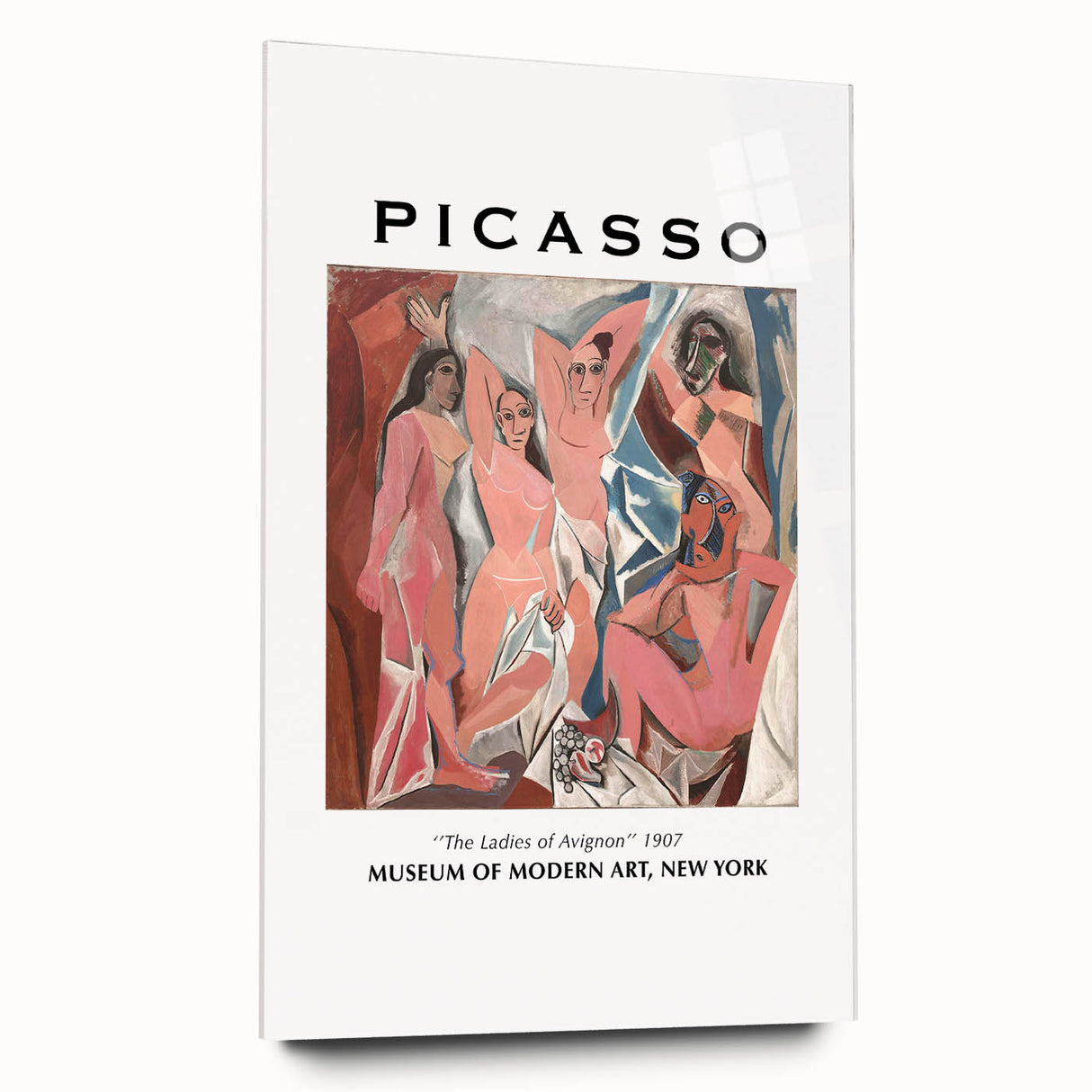 Large abstract wall art featuring Picasso-inspired designs in bold colors on acrylic glass.