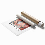Extra large rolled print featuring abstract floral design in vibrant colors, suitable as classy bathroom wall art.