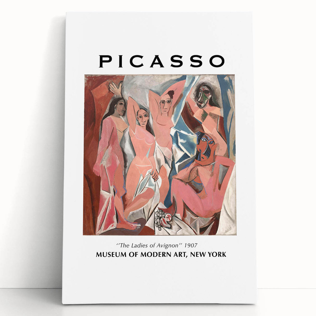 Large black and white abstract Picasso design on stretched canvas, ideal for kitchen wall art or bedroom ambiance.
