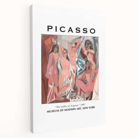 Abstract Picasso-inspired art on large stretched canvas featuring geometric shapes in bold primary colors.