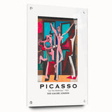 Large abstract wall art on acrylic glass depicting a Picasso-inspired design in bold colors.