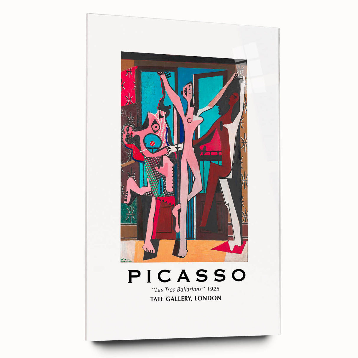 Large abstract wall art featuring bold geometric shapes in black and white on acrylic glass.