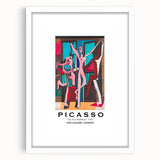 Abstract art print featuring geometric shapes in black and white on a framed canvas.