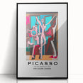 Large abstract wall art featuring a mid-century modernist style in black and white tones, framed in acrylic.
