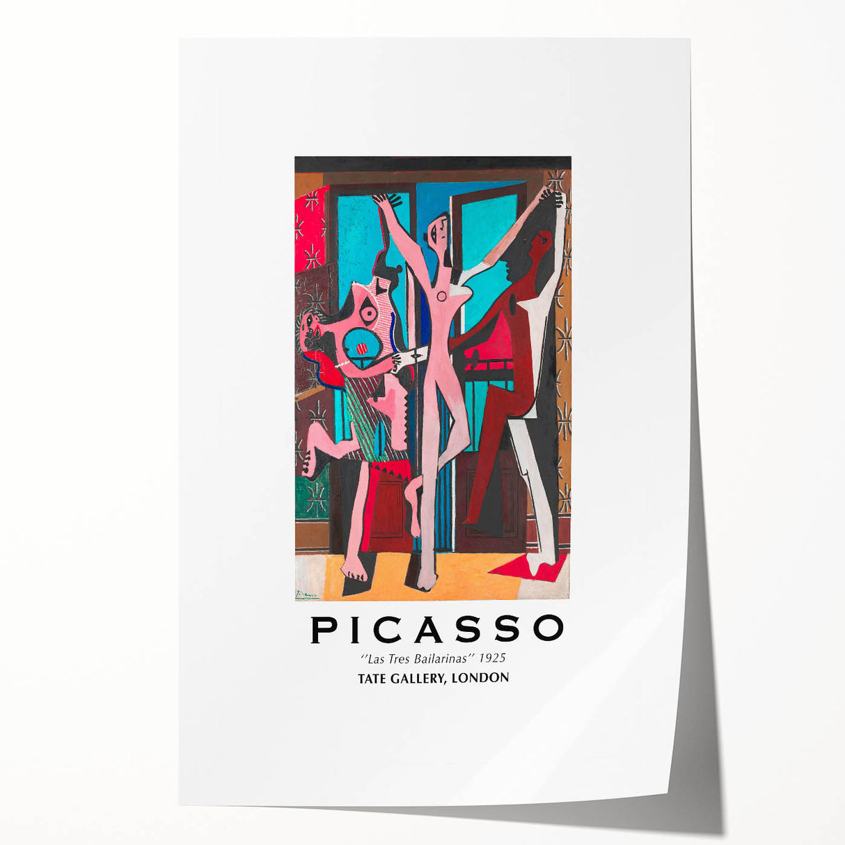 Rolled print of a Picasso-inspired abstract floral design in muted earth tones, ideal for art wall dining room.