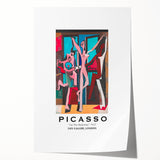 Rolled print of a Picasso-inspired abstract floral design in muted earth tones, ideal for art wall dining room.