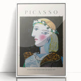 Acrylic print of a Picasso-inspired art deco poster in muted colors, ideal for modern nursery wall art.