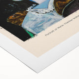 Art deco poster featuring geometric shapes and bold black and gold tones on a rolled canvas, ideal for dining room decor.