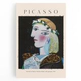 Black and white abstract Picasso-inspired design on stretched canvas, ideal for kitchen wall art.