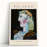 Large black and white abstract Picasso design on stretched canvas, ideal for kitchen wall art or bedroom ambiance.