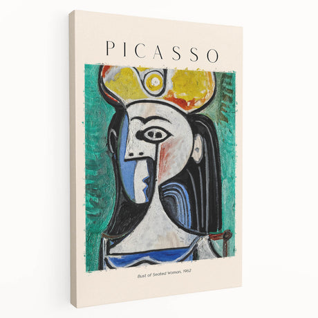 Abstract Picasso-inspired design in muted tones on stretched canvas, suitable for kitchen wall art.