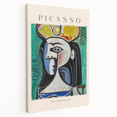 Abstract Picasso-inspired design in muted tones on stretched canvas, suitable for kitchen wall art.