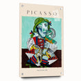 Large abstract wall art on acrylic glass depicting a Picasso-inspired design in bold colors.