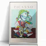 Acrylic print of a Picasso-inspired modern art wall decor featuring abstract forms in muted colors.